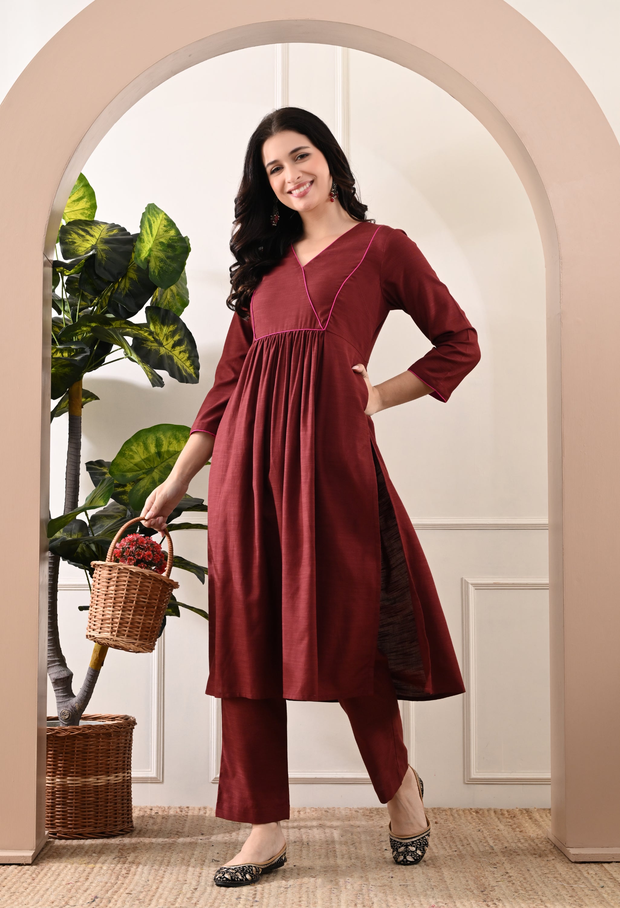 COCO BROWN FLARE KURTA SET